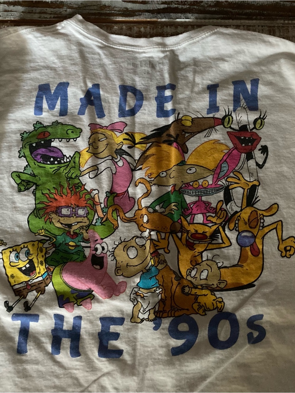 Nickelodeon White Tee with Blue, Yellow, Green, Pink, Orange and Purple Graphics